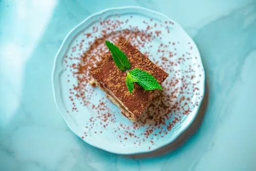 tiramisu dessert with coffee dusting